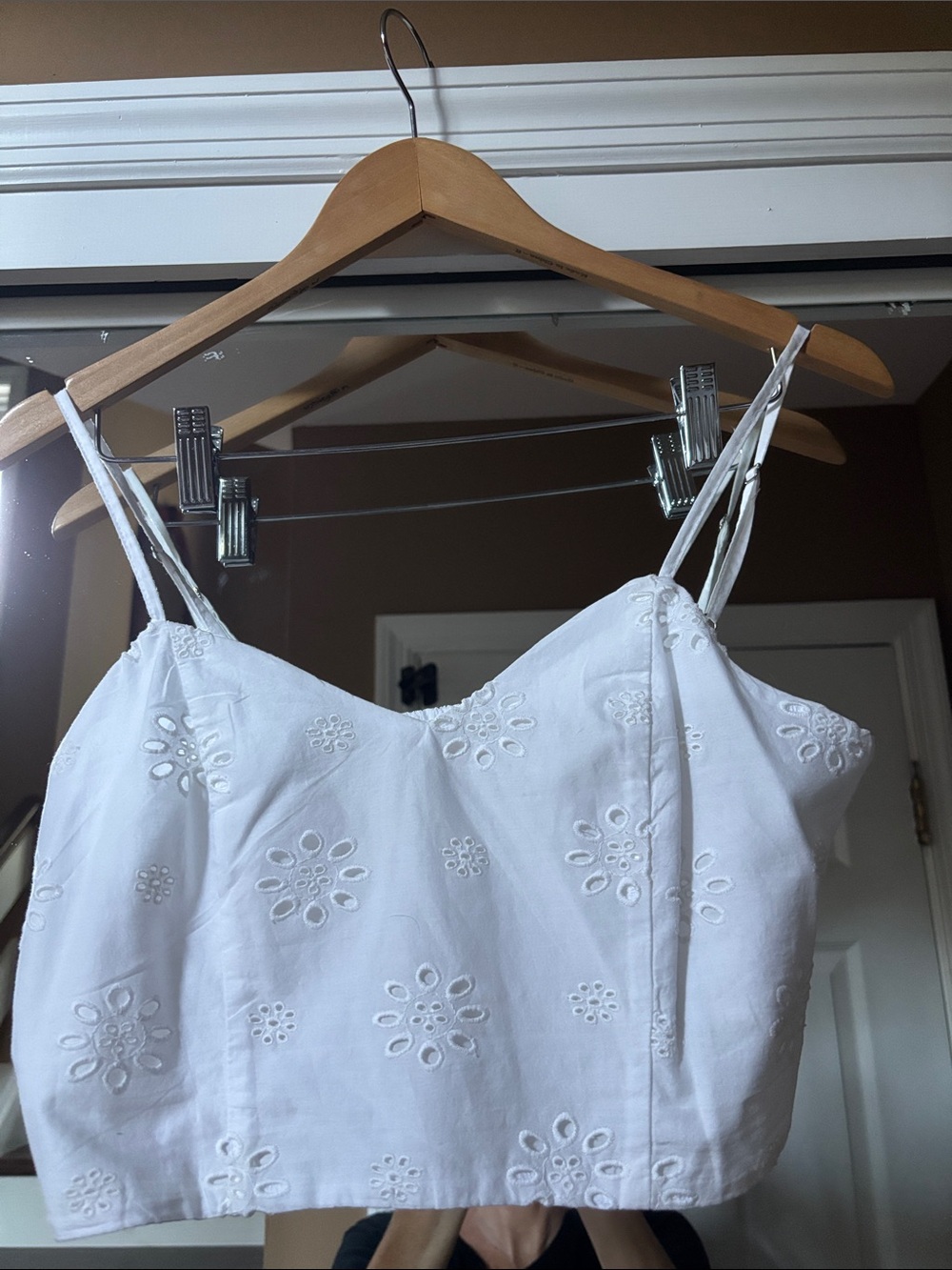 Universal Thread White Eyelet Cropped Cami